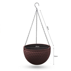 SOGA 2X Coffee Large Hanging Resin Flower Pot Self Watering Basket Planter