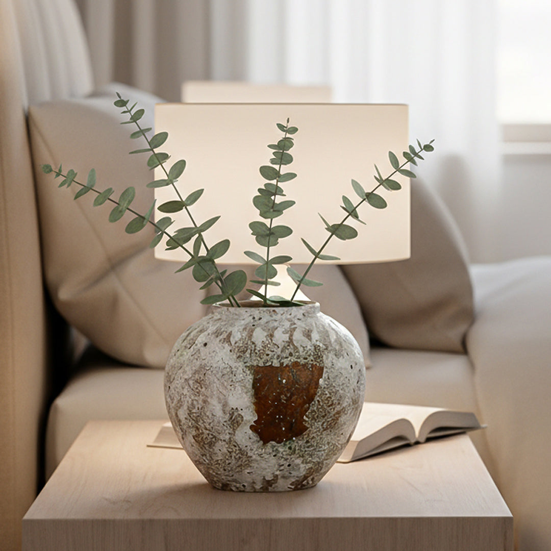 SOGA 21x22cm Gradient White Small Ceramic Flower Vase Elegant Living Room Home Decor