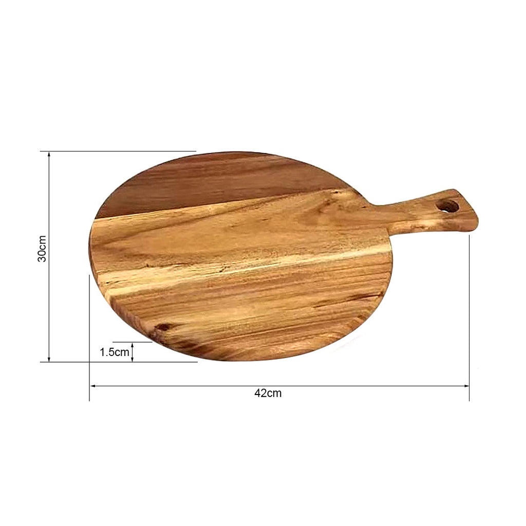 SOGA 42cm Round Premium Wooden Acacia Cutting Board Charcuterie Paddle