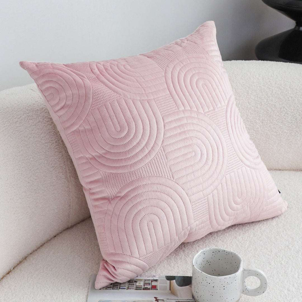 SOGA 2X 50cm Pink Textured Geometric Pattern Decorative Throw Pillow $ 119