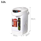 SOGA 3.2L White Plastic Exterior Electric Thermal Pot Dispenser with 3 Dispensing Modes