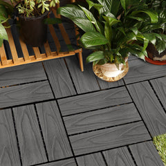 SOGA 11 pcs Dark Grey DIY Wooden Composite Decking Tiles Garden Outdoor Backyard Flooring Home Decor