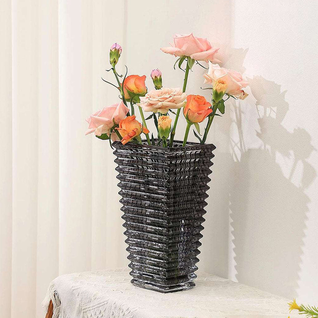 SOGA 28cm Modern Gray Ceramic Glass Vase Home Decor