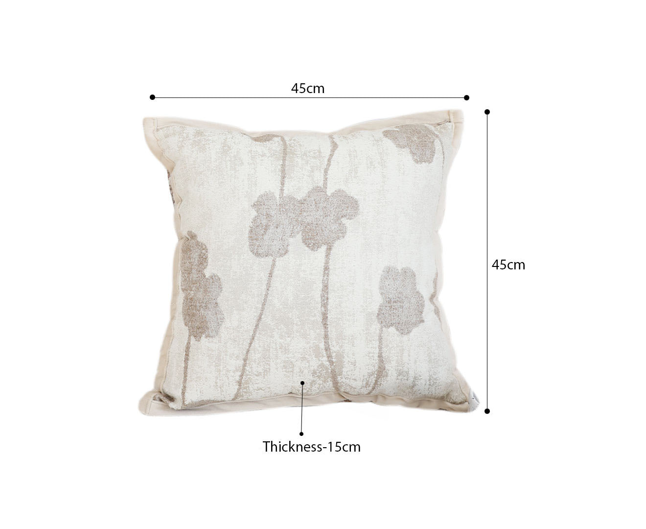 SOGA 45cm Botanical Beige Poppy Flower Print Linen Decorative Throw Pillow