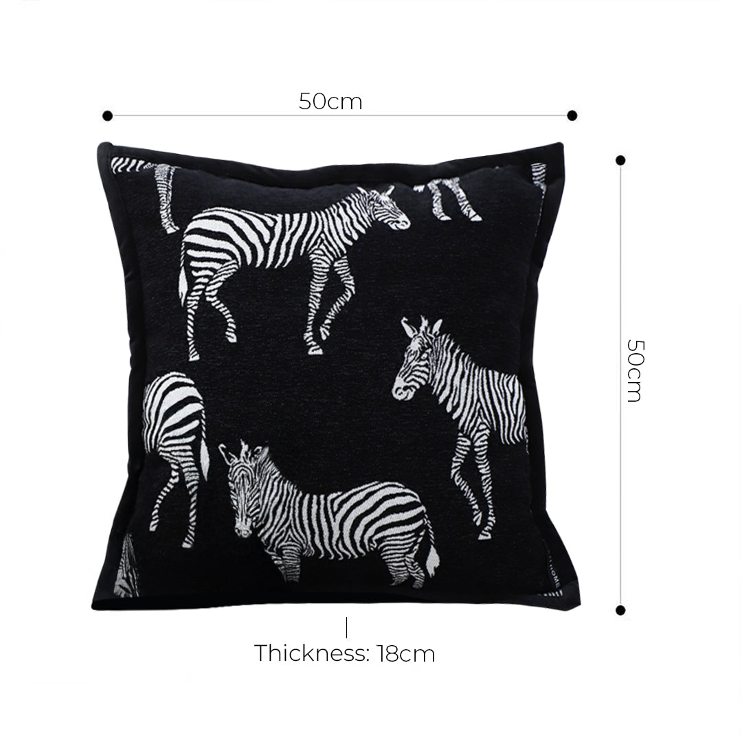 SOGA 2X 50cm Throw Pillow  Black Light Luxury Zebra Square Pillow for Home Decor