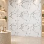 SOGA Peel & Stick Floor and Wall Tiles 60 x 60cm 10 Pack White Grey Faux Marble