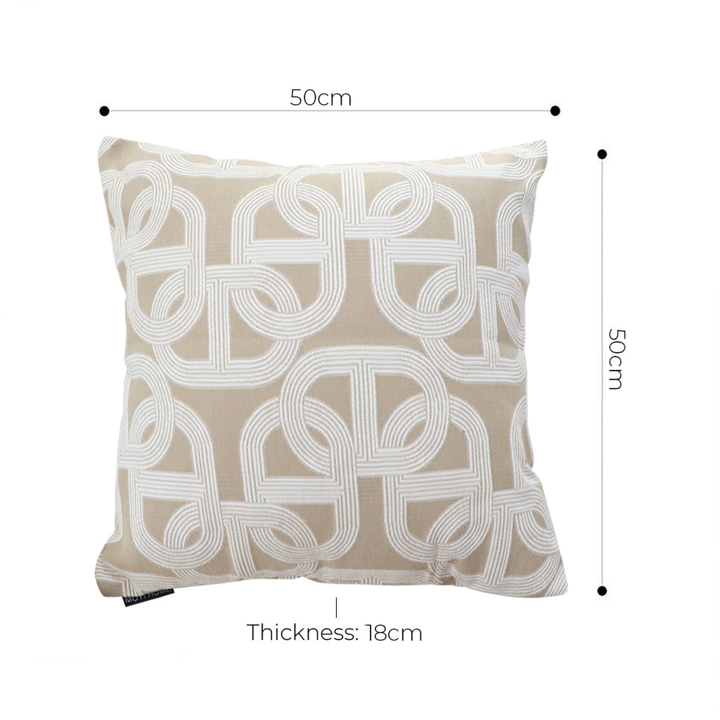 SOGA 2X 50cm Throw Pillow Beige Interlocking Geometric Pattern Modern Accent for Home Décor