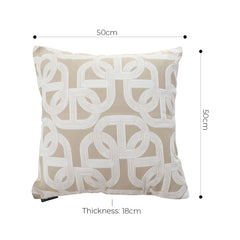 SOGA 2X 50cm Throw Pillow Beige Interlocking Geometric Pattern Modern Accent for Home Décor