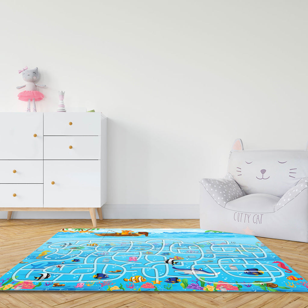 SOGA 2X 120cm Kids Rug Street Map Play Mat Educational Baby Theme Park Area Rugs