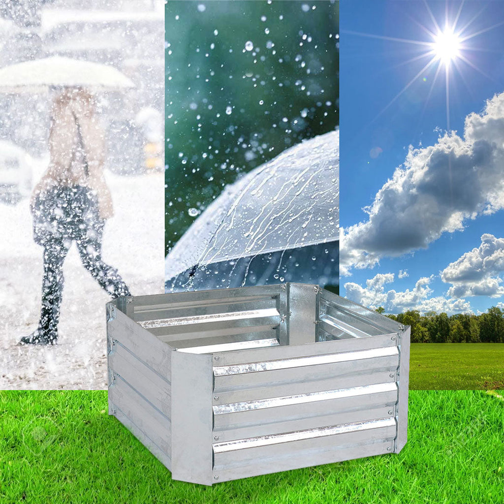 SOGA 2X 90cm Square Galvanised Raised Garden Bed Vegetable Herb Flower Outdoor Planter Box