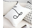 SOGA 45cm Minimalist White Script Letter Embroidered Throw Pillow