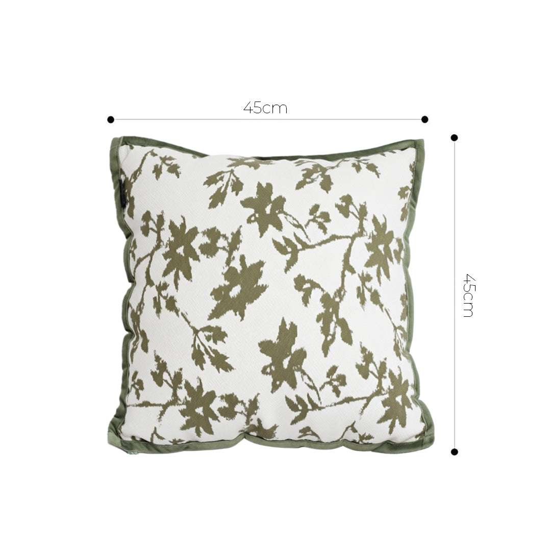 SOGA 2X Floral Cushion 45cm White Green Leaf Botanical Pattern Decorative Throw Pillow $ 129