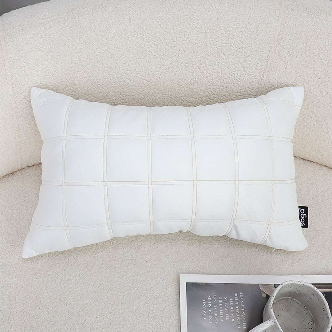 SOGA 2X 30cm White Quilted Grid Pattern Decorative Throw Pillow $ 216