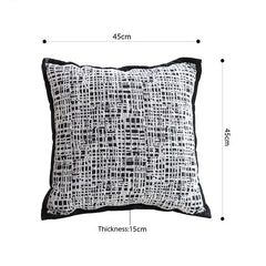 SOGA 45cm Vintage Leopard Print Sofa Black & White Grid Wide Edge Square Throw Pillow