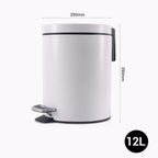 SOGA 4X Foot Pedal Stainless Steel Rubbish Recycling Garbage Waste Trash Bin Round 12L White