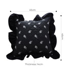 SOGA 2X 45cm Throw Pillow Black Ruffled Square Decorative Cushion for Rose Lovers Cozy Home Decor