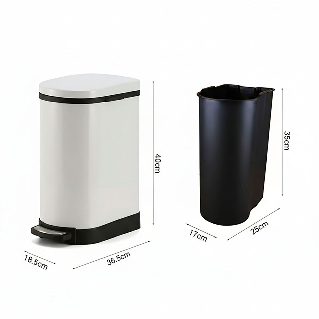 SOGA 2X Foot Pedal Stainless Steel Rubbish Recycling Garbage Waste Trash Bin U White 10L
