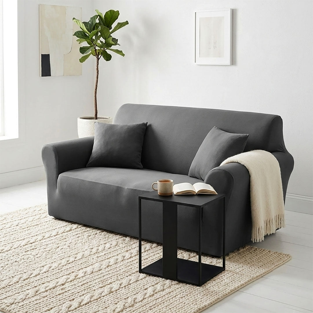 SOGA 2-Seater Grey Sofa Cover Couch Protector High Stretch Lounge Slipcover Home Decor