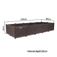 SOGA 2X 200cm Raised Planter Box Vegetable Herb Flower Outdoor Plastic Plants Garden Bed Deepen