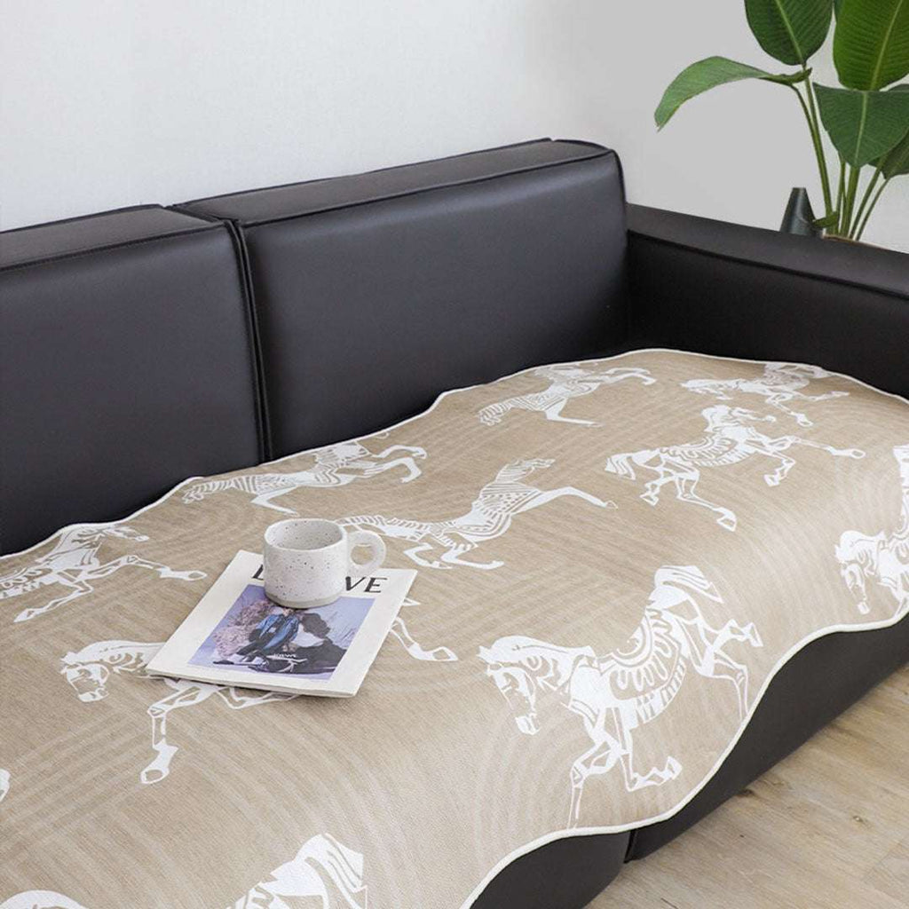 SOGA Two-Seater Beige Horse Print 90x90cm Throw Blanket Sofa Cover $ 111