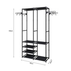 SOGA 90x35cm Hanging Clothes Rack Storage w/ 4 Layer Organizer and Side Hooks