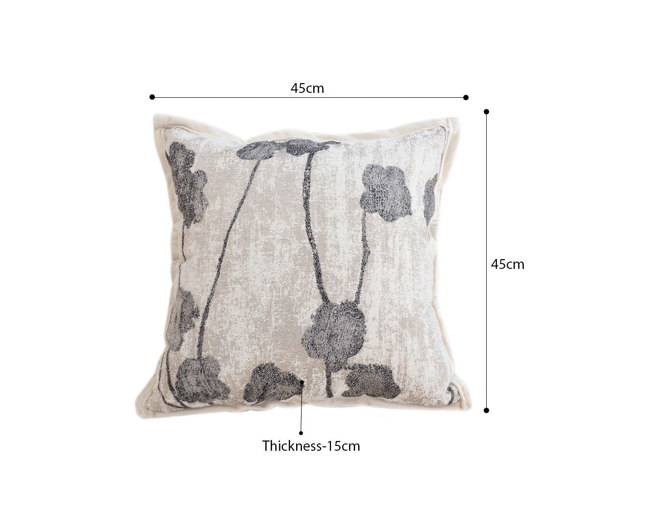 SOGA 45cm Modern Gray Floral Stem Pattern Contemporary Throw Pillow