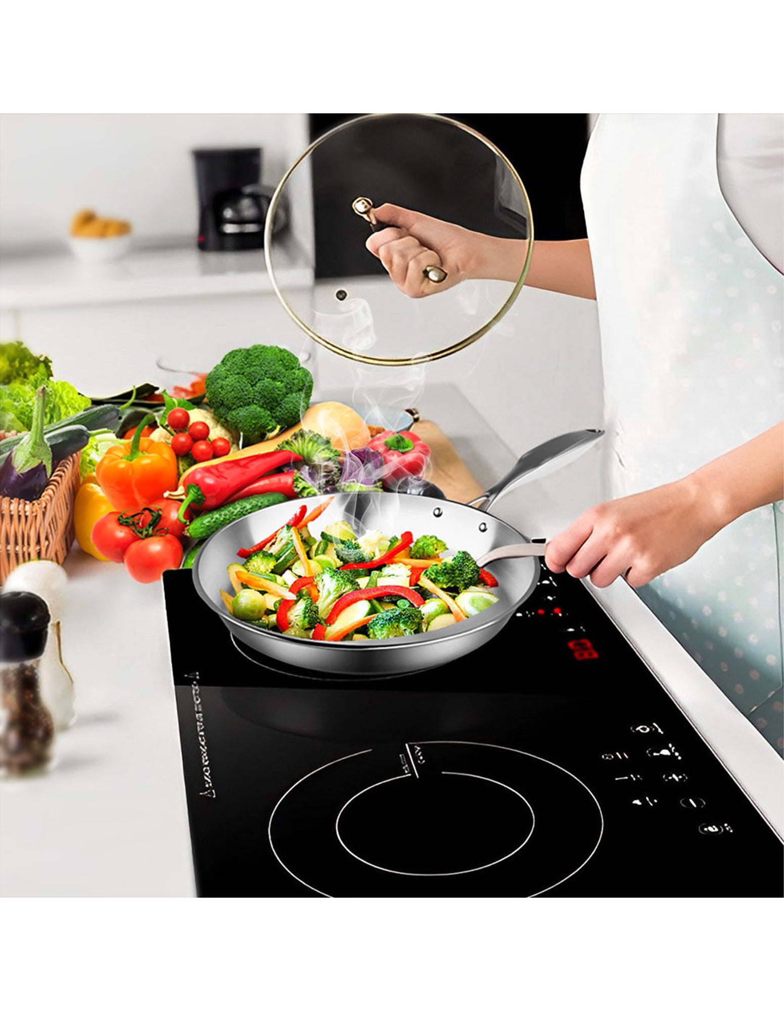 SOGA Stainless Steel Induction Fry Pan Set 20cm & 36cm