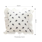 SOGA 2X 45cm Throw Pillow  White Ruffled Square Decorative Cushion for Rose Lovers Cozy Home Decor