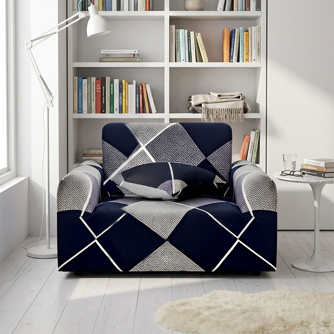 SOGA 1-Seater Checkered Sofa Cover Couch Protector High Stretch Lounge Slipcover Home Decor