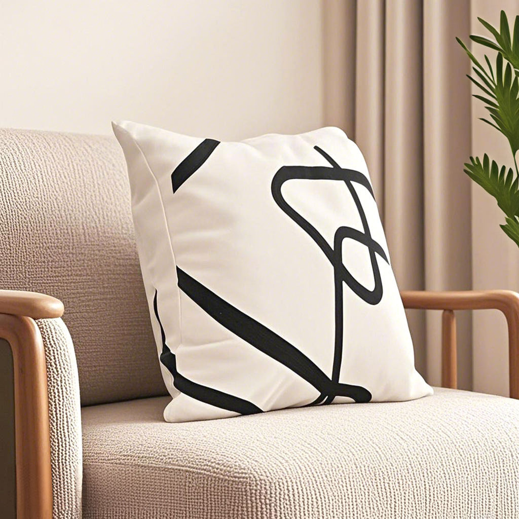 SOGA 2X 45cm Square Modern Minimalist Black Letter Print Decorative Throw Pillow