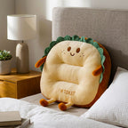 SOGA 2X Smiley Face Toast Bread Cushion Stuffed Car Seat Plush Cartoon Back Support Pillow Home Decor