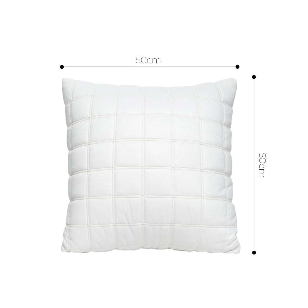 SOGA Quilted Cushion 50cm White Grid Pattern Soft Padded Decorative Throw Pillow $ 61