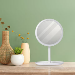 SOGA 2X 26cm White Round Smart LED Makeup Bedroom Table Vanity Mirror Tricolor Adjustable Light