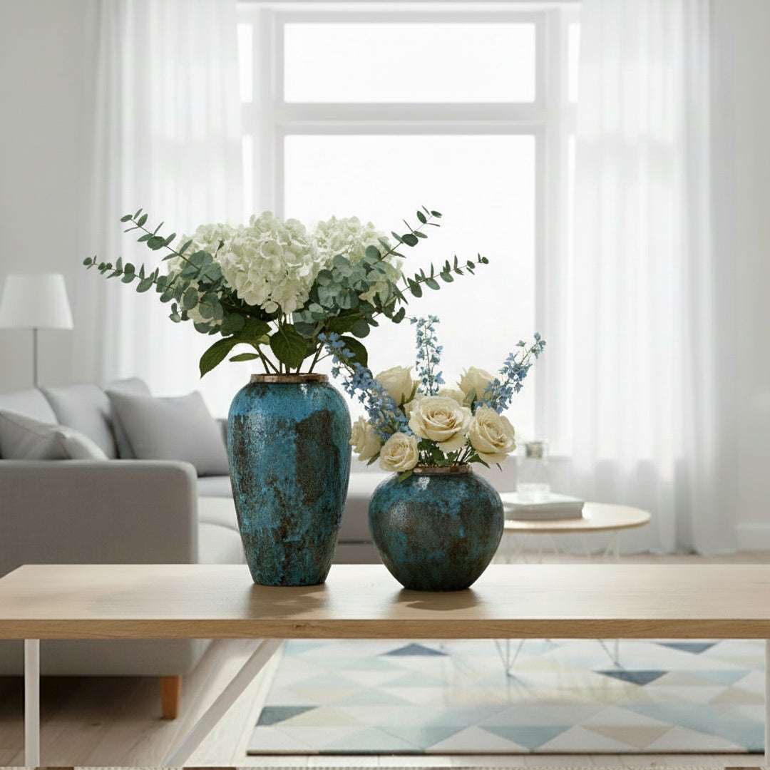 SOGA Home & Living Bundle – Light Blue Ceramic Flower Vases for Elegant Living Room Decor $ 161