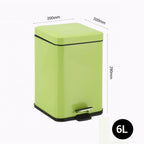 SOGA Foot Pedal Stainless Steel Rubbish Recycling Garbage Waste Trash Bin Square 6L Green