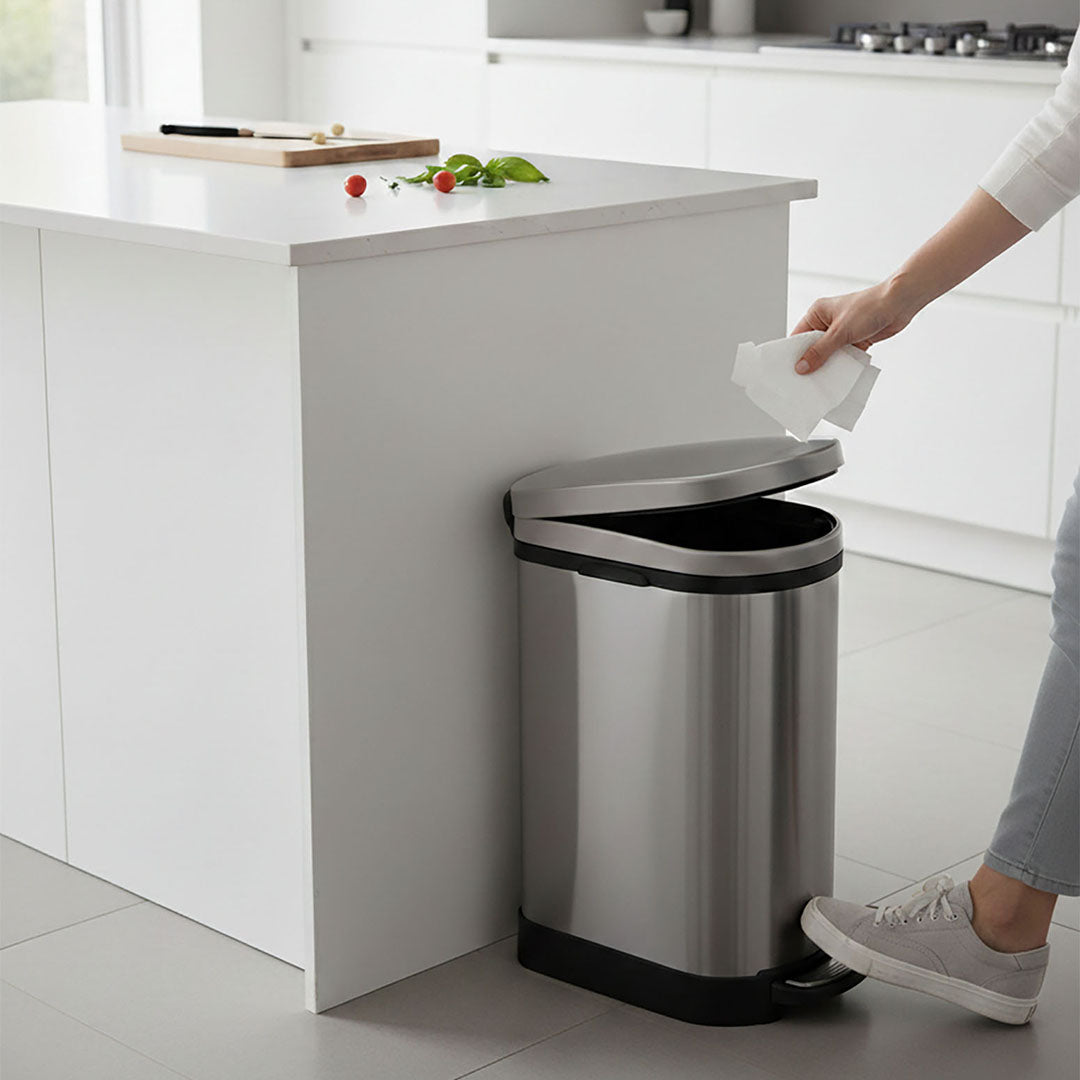 SOGA 2X Foot Pedal Stainless Steel Rubbish Recycling Garbage Waste Trash Bin 10L U