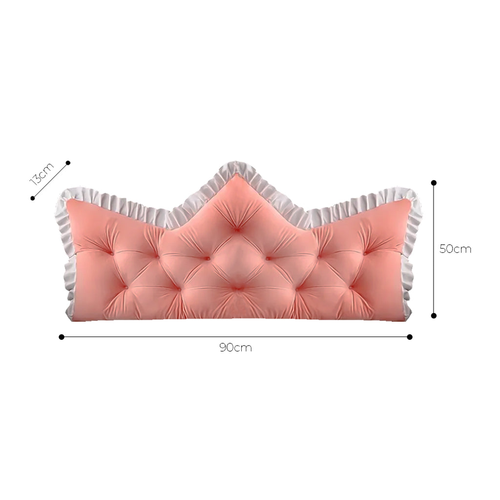 SOGA 2x90cm Crown Pillows Tufted Pink Headboard Cushion Set
