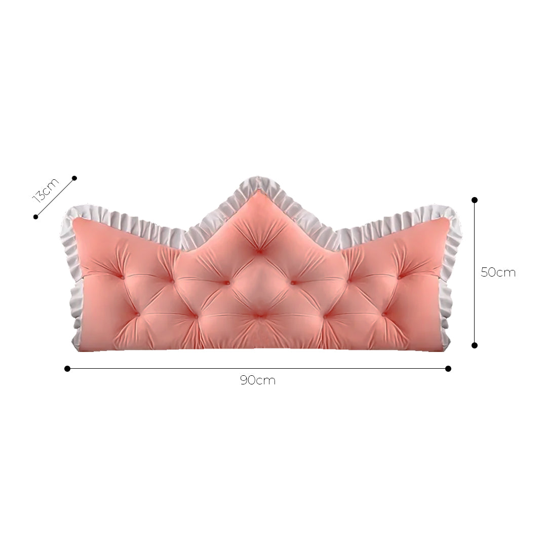 SOGA 2x90cm Crown Pillows Tufted Pink Headboard Cushion Set