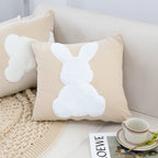 SOGA 2X 45cm Throw Pillow Light Tan Square Cushion with Soft White Rabbit Design Decorative Home Decor