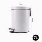 SOGA Foot Pedal Stainless Steel Rubbish Recycling Garbage Waste Trash Bin Round 7L White