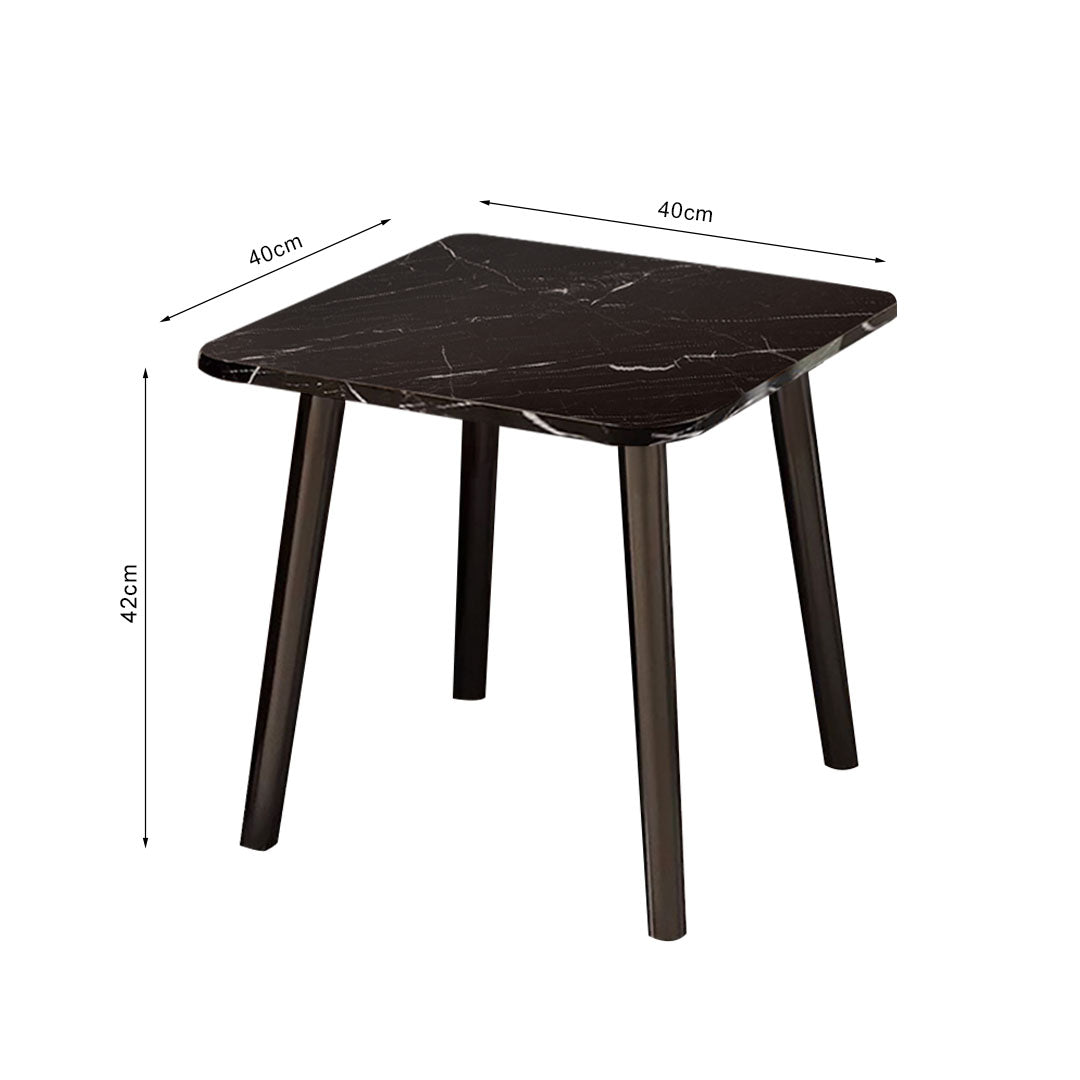 SOGA 40cm Black Ceramic Table Stone Pattern Compact Modern Design with Black Legs