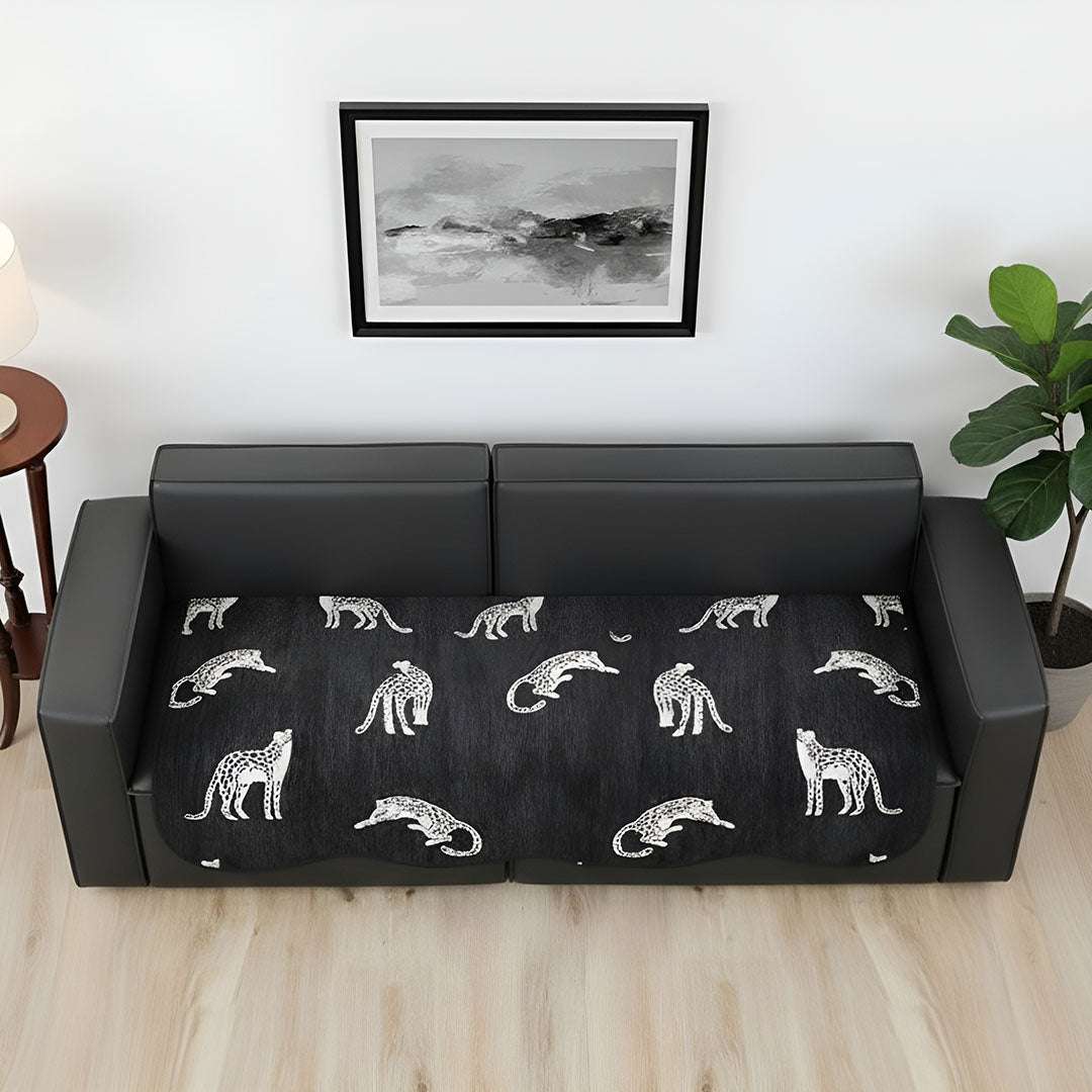 SOGA Two-Seater Black Leopard Print 90x160cm Throw Blanket Sofa Cover $ 93