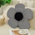 SOGA Black Flower Cushion Shaped for Floor and Sitting Throw Pillow