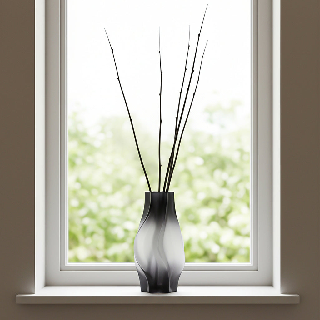 SOGA 24cm Glass Vase Grey with Beautiful glass Bubble Texture Art Vases