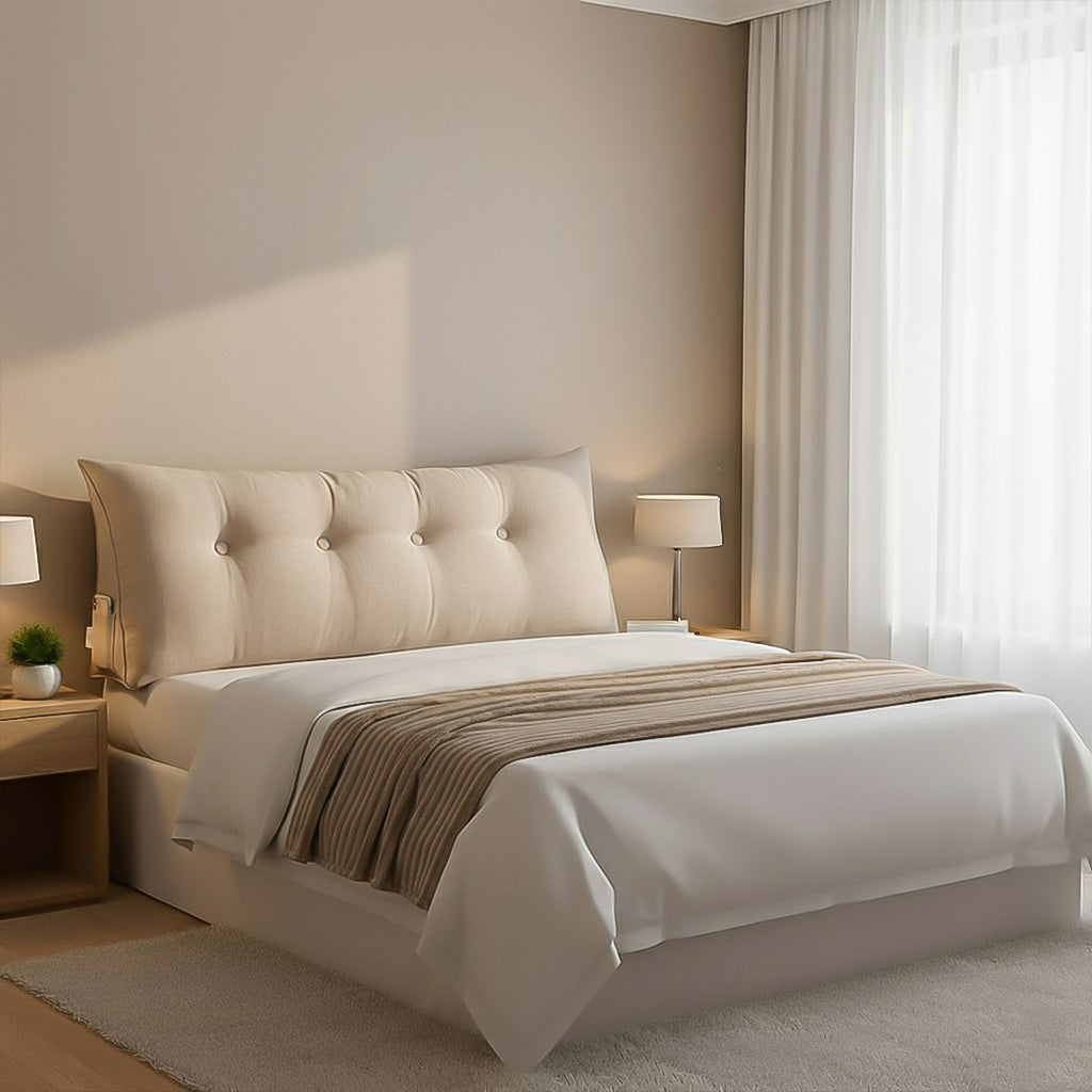 SOGA Home & Living Bundle – Beige Triangular Wedge Bed Pillow & Light Brown Flannel Throw