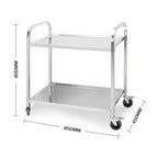 SOGA 2 Tier Stainless Steel Kitchen Dining Food Cart Trolley Utility Size 85x45x90cm Medium