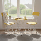 SOGA Home & Living Bundle – Yellow Folding Dining Table & 2 Foldable Chairs for Home Decor