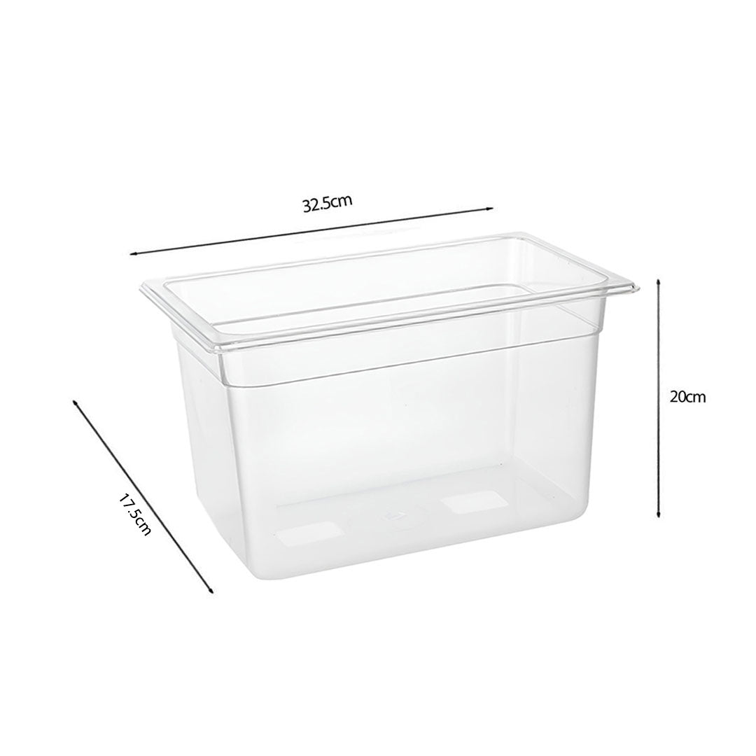 SOGA 200mm Clear Gastronorm GN Pan 1/3 Food Tray Storage with Lid