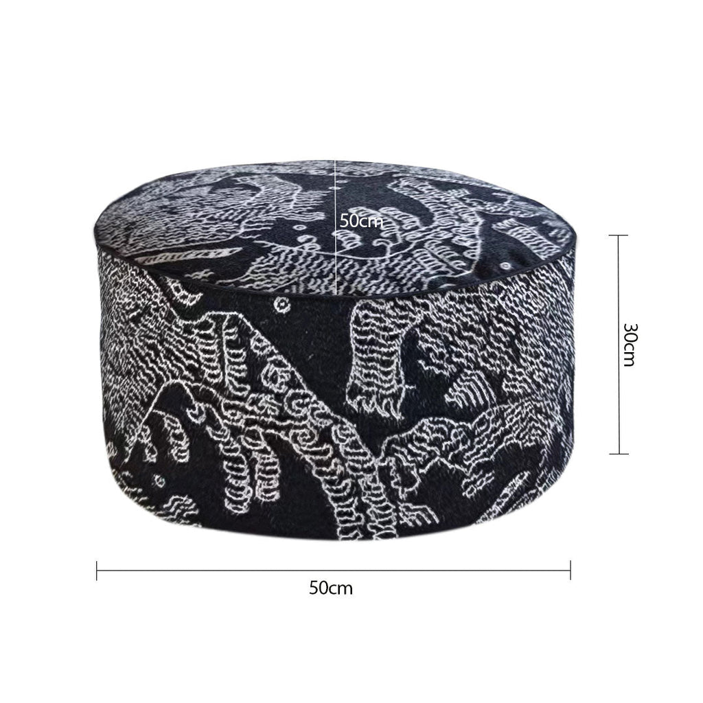 SOGA 2X 50x30cm Black Round Soft Pouffe Seat Cushion Elegant Home Accent Décor Stylish Footstool