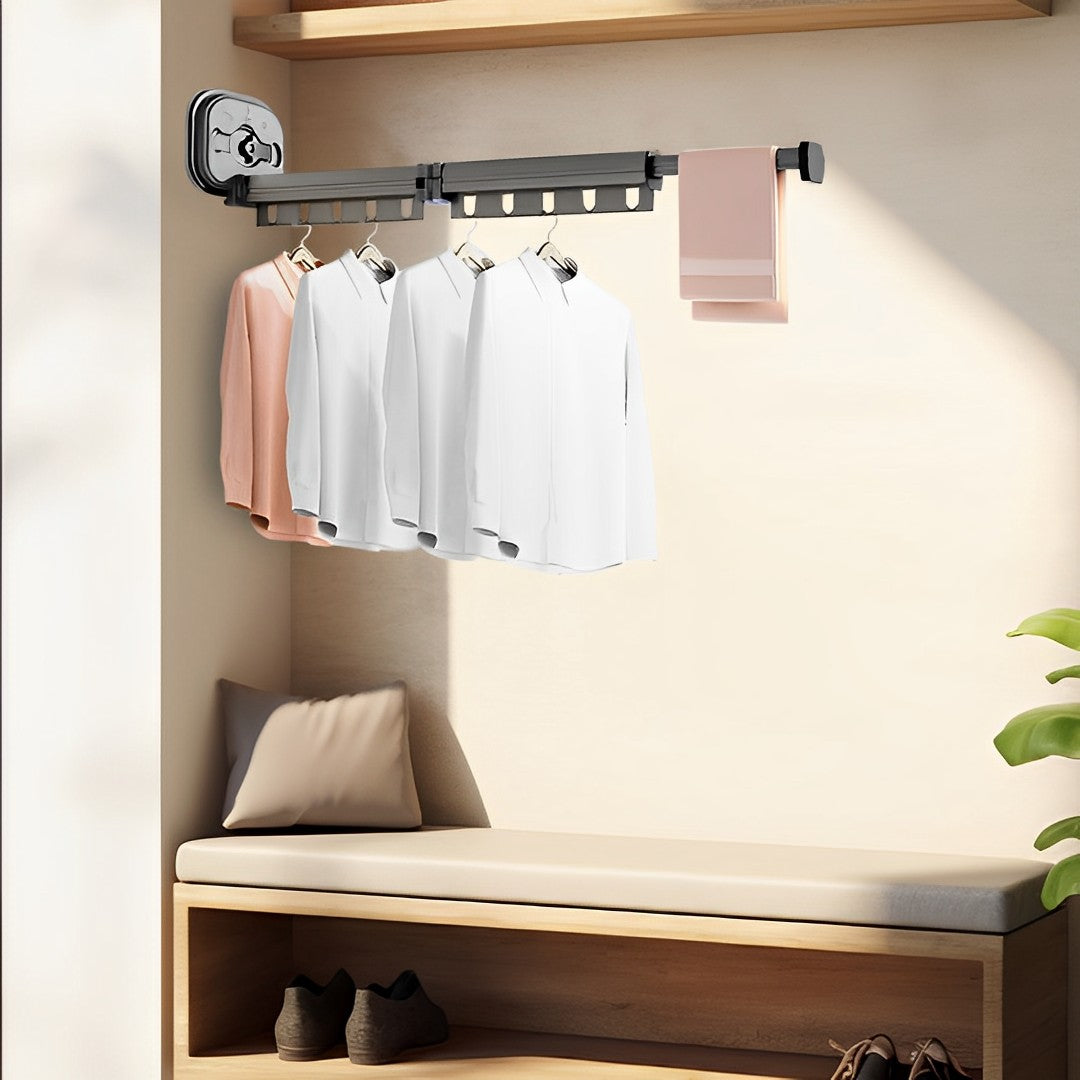 SOGA 93.2cm Suction-Mounted Retractable Clothing Drying Rack Foldable Hanger